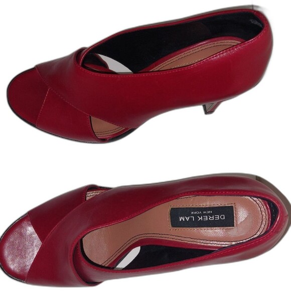 DEREK LAM Women's Leather Trey Stiletto 4" Heel Lipstick Red Size 7.5B EUC - Picture 14 of 16